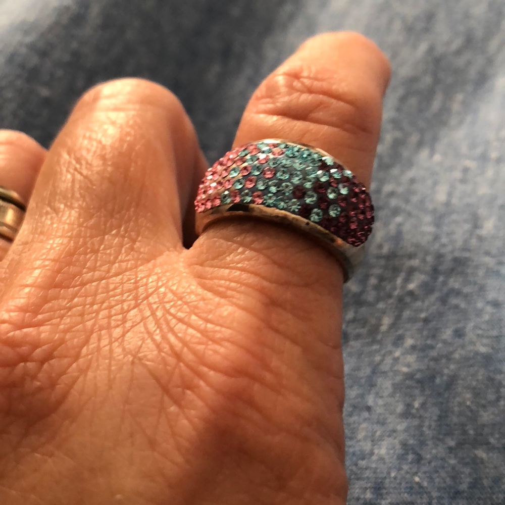 Silver Ring Multi Colored Stones - image 2